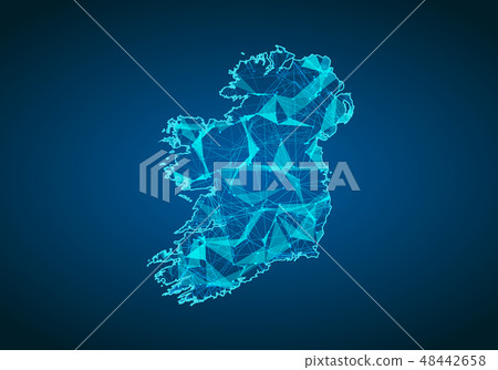 Abstract mash line and point dark background Abstract mash line and point dark background 48442658