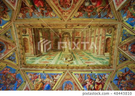 Ceiling in Vatican museum, Vatican city, Italy. 48443810