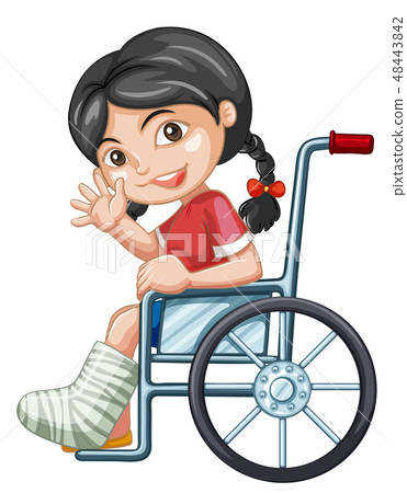 Injured girl on wheel chair Injured girl on wheel chair 48443842