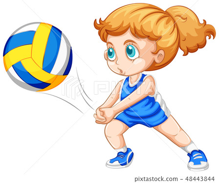 Young girl playing volleyball Young girl playing volleyball 48443844