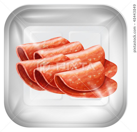 salami on plastic packaging salami on plastic packaging 48443849