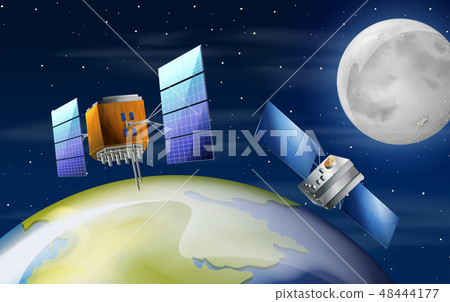 Satellites orbiting earth scene Satellites orbiting earth scene 48444177