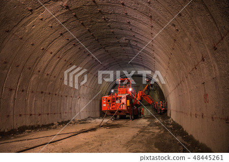 Social Studies Tour Tunnel Construction Site Huge Drill Machine 48445261