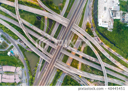 Busy intersection traffic city road with vehicle 48445451