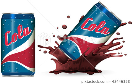 Cola in aluminum can with black splash Cola in aluminum can with black splash 48446338
