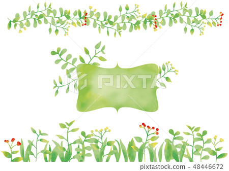 水彩復活節彩蛋和草和真實的框架上下和標題（淡綠色） 48446672