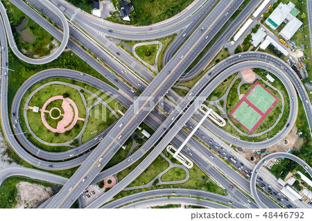 Transport junction traffic city road aerial view Transport junction traffic city road aerial view 48446792