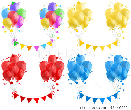 Colorful balloons and flags floating Colorful balloons and flags floating 48446951