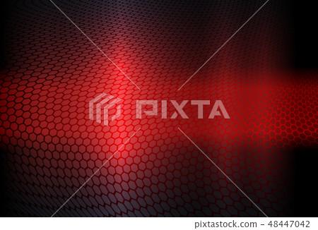 Geometric abstract design in red with a curly grate silhouette 48447042