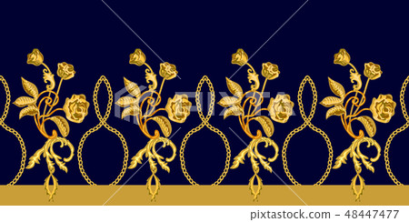 Elegant border with golden roses. Elegant border with golden roses. 48447477