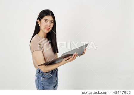 Attractive girl with document paper folder 48447995
