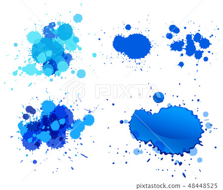 Blue paint splashes on white background 48448525