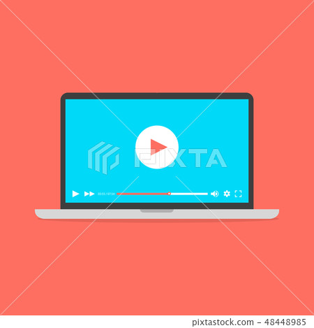 Laptop with video player on screen. - Stock Illustration [48448985] - PIXTA
