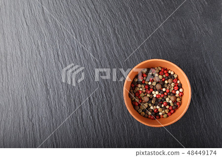 colored peppers top view colored peppers top view 48449174