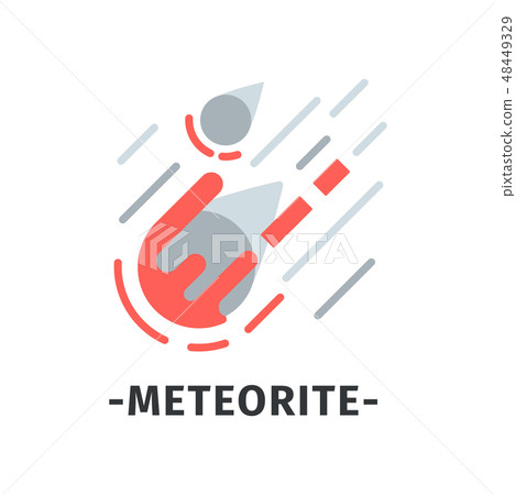 Two falling meteorites with fire. Natural disaster. Flat vector icon for website or poster of Two falling meteorites with fire. Natural disaster. Flat vector icon for website or poster of 48449329
