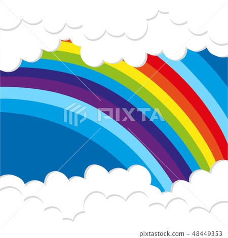 Rainbow background with fluffy clouds - Stock Illustration [48449353 ...