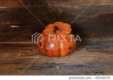 Halloween pumpkin made of wood Concept Halloween pumpkin made of wood Concept 48449570