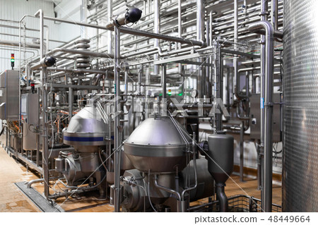 Chrome-plated pipes, wires and devices. Industrial background 48449664