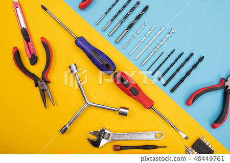 Different construction kit are hanging on background Different construction kit are hanging on background 48449761