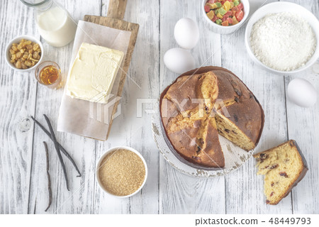 Panettone with ingredients Panettone with ingredients 48449793