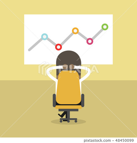 African relaxing businessman with growing graph. 48450099