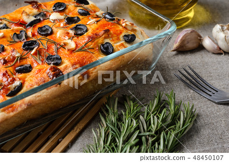 Traditional Italian vegetarian focaccia Traditional Italian vegetarian focaccia 48450107