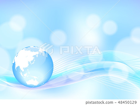 Blue earth and wavy abstract background - Vector Illustration 48450129