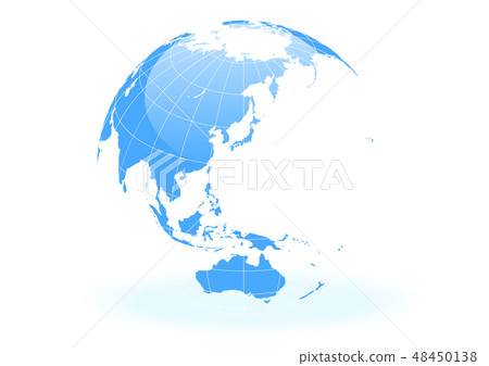 White background and blue earth and ruled line / parallel latitude - vector illustration 48450138