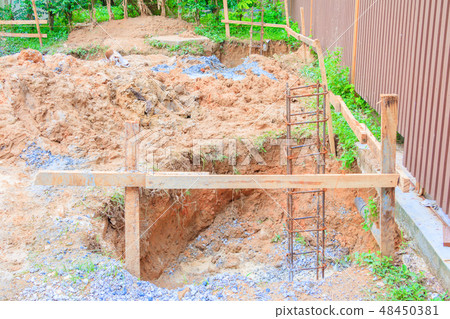 post metal in Hole of foundation construction post metal in Hole of foundation construction 48450381