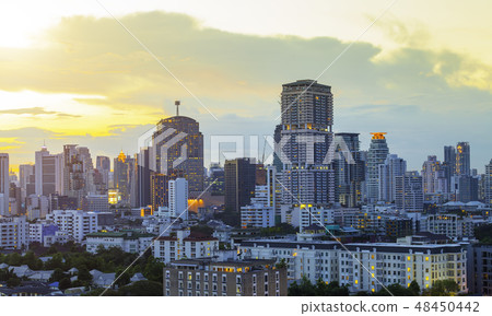 Bangkok business city center at twilight. Bangkok business city center at twilight. 48450442