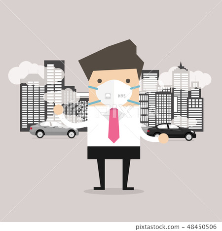 Businessman wearing protective mask. 48450506