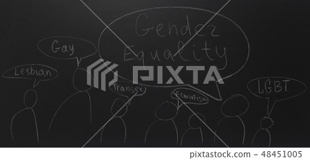 written text with chalk on blackboard: Gender equality. 48451005