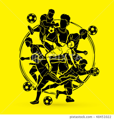 Soccer player team composition graphic vector 48451022