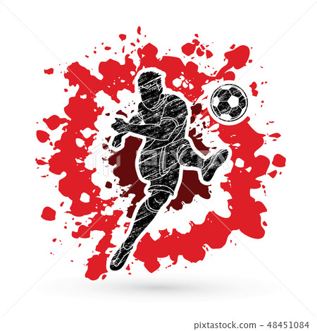 Soccer player shooting a ball action vector 48451084