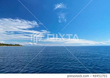 Empty Blue Ocean and Blue Sky Empty Blue Ocean and Blue Sky 48451701