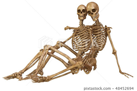 Skeletons of man and woman in the pose of lovers. Isolated on white background 3d illustration 48452694