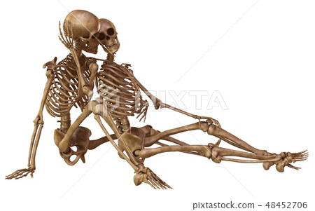 Skeletons of man and woman in the pose of lovers. Isolated on white background 3d illustration 48452706