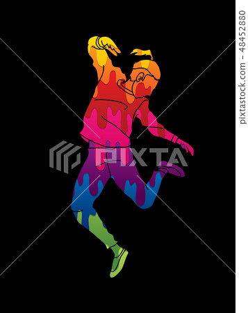A man dancing, Action graphic vector 48452880