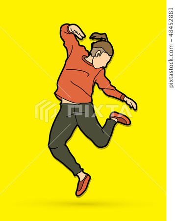 A man dancing, Action graphic vector 48452881