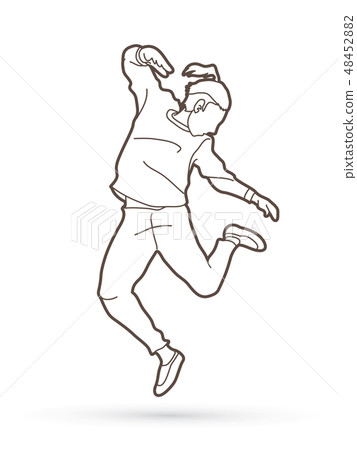 A man dancing, Action graphic vector 48452882