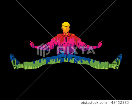 A man dancing, Action jumping graphic vector 48452883