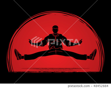 A man dancing, Action jumping graphic vector A man dancing, Action jumping graphic vector 48452884
