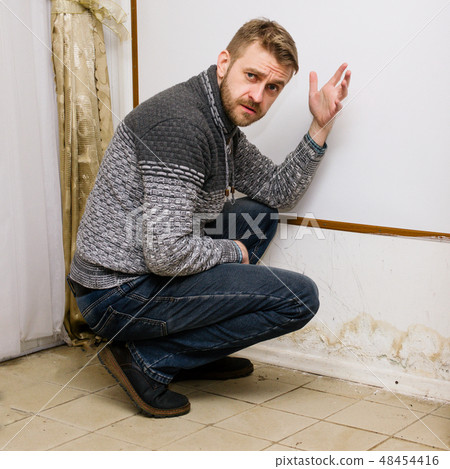 Bearded man in shock from the black mold Bearded man in shock from the black mold 48454416