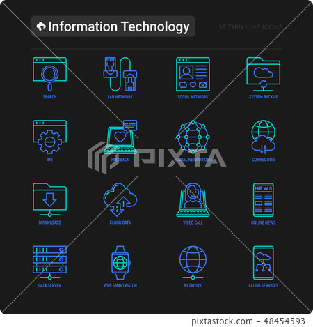 Information technology thin line icons set Information technology thin line icons set 48454593