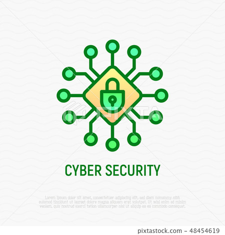 Cyber security thin line icon - Stock Illustration [48454619] - PIXTA