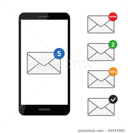 mail envelope icon in a black smartphone mail envelope icon in a black smartphone 48454985