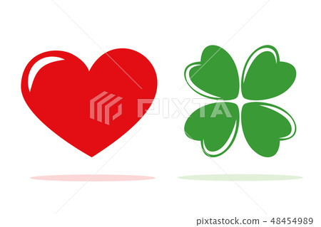 red heart and four-leaf clover love and luck red heart and four-leaf clover love and luck 48454989