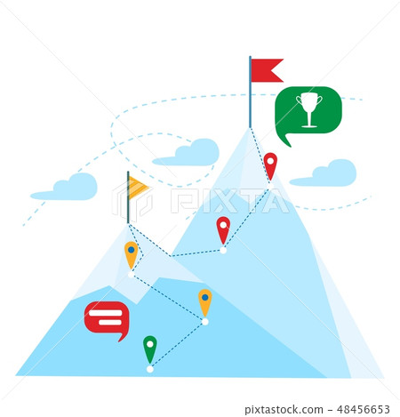 Top of the mountain with red flag.  48456653