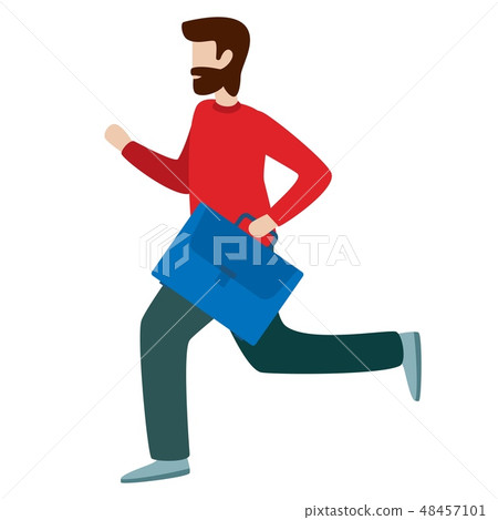 Bearded man running. Bearded man running. 48457101