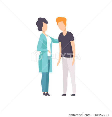 Psychiatrist calming down man suffering from anxiety, mental disorder, psychiatric or psychological 48457227